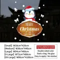 Christmas penguin static window cling with Merry Christmas sign for holiday decoration - Penguin Signage / Small