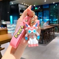 Ροζ μπρελόκ σιλικόνης Sylveon με λουράκι Pokémon και χρυσό μεταλλικό κούμπωμα - B348-4 Λευκό / Μεγάλο