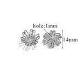 Polished silver 14mm six-petal flower bead cap for DIY jewelry making accessories - Style HS