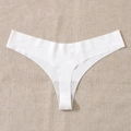 Seamless high-elastic white sports thong for women with cotton lining for gym fitness - S / White