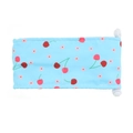 Cooling pet collar in blue fabric with red cherry and pink floral pattern prints - Blue Cherry