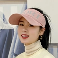 Pink knitted sun visor for women with SPORT text detail for outdoor activities - Adult / Pink