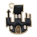 Halloween black enamel castle pendant with gold plating for DIY jewelry making - 1pc Black Castle (20x17mm)