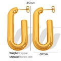 Polished 18K gold-plated stainless steel U-shape earrings measuring 45mm by 20mm - Gold (EH319)