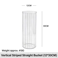 Transparent ribbed acrylic cylinder vase for flowers, 30cm height and 12cm diameter size - Vertical Striped Straight Bucket (12*30cm); Flower Bucket