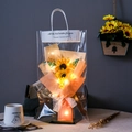 Artificial sunflower gift set in transparent bag with LED lights and greeting tag - Sunflower Gypsophila with Light Gift Bag Greeting Card