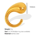Goldener Edelstahlring mit Tropfglasur und organischem Design in Größe US 7 - US 7 / JZ21-Gold