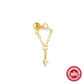 Golden S925 sterling silver star and marquise crystal drop stud earring with chain - Single Gold #13 (Star Drop)