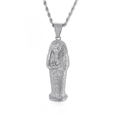 Silver Egyptian Pharaoh sarcophagus pendant with twisted rope chain in stainless steel - Silver Pharaoh Mummy Sarcophagus (KP94191)