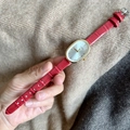 Elegant women's quartz watch with oval gold case and red crocodile leather strap - Red