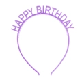 Purple Happy Birthday plastic headband with vibrant electroplated finish and lettering - Purple Noctilucent Transparent