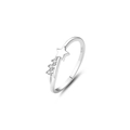 Stackable S925 sterling silver star ring featuring sparkling three-stone zircon accents - US 6 / Platinum-FDJZ-171