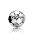 Silver soccer ball charm with sparkling crystal accents for DIY charm bracelets - Soccer with Rhinestones