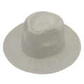 Cappello panama in paglia grigio chiaro con tesa larga e corona piatta per protezione solare - Grigio Beige (Colore 03)