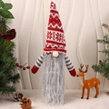 Close-up of a Christmas gnome with a red snowflake knit hat and long grey beard decor - A2-1 Snowflake Hat Gnome Cover