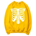 Bright yellow fleece sweatshirt with white skeletal rib cage print and long sleeves - S / Tops / Bright Yellow (White Skeleton Print)