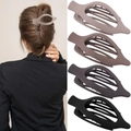 Matte oval hair claw clip set in khaki, brown, and black colors for elegant styling - Set 29 (Pack of 4)