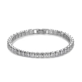 Macro shot of a classic silver tennis bracelet featuring square-cut AAA cubic zirconia stones - Square 4*4mm / Silver
