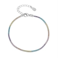 Prachtige 925 sterling zilveren regenboog tennisarmband met kleurrijke zirkoniasteen - 1,5 mm Regenboog Armband