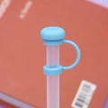 Blue silicone straw cover cap for 10mm straws with practical dust-proof connection strap - 10mm Straw Cap (Without Straw) / Deep Blue Mushroom