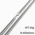 Polished silver curb chain necklace 450x6mm with lobster clasp for men and women - 6mm x 450mm