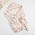 Soft 4-layer cotton gauze baby swaddle blanket with pink leopard print and cream trim - 90*90cm / Pink Leopard