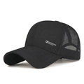 Schwarze Herren Mesh Baseballkappe mit silbernem Schild-Logo und atmungsaktivem Netz - Netz-Stil / Schwarz