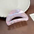 Pink marble texture acetate hair claw clip for women in elegant crescent shape - Purple Pink Semi-Circle Claw