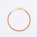 Elegant S925 sterling silver gold-plated tennis bracelet with red zircon chain - 925 Silver / 18k Gold [Red]