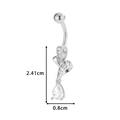 Silver stainless steel belly ring with zircon bow and teardrop pendant 2.41cm - Bowknot Waterdrop Pendant (0168-10#) / Silver