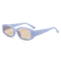 Lillac rectangular sunglasses with quilted pattern temples and brown lenses - Jelly Blue Champagne Lens