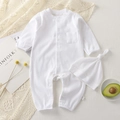 Soft white ribbed cotton baby jumpsuit and knot hat set on minimalist aesthetic decor - 66CM / White