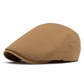 Khaki gestreepte platte pet voor heren met ventilatiegaten in vintage Britse stijl - Khaki