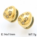 18K gold plated stainless steel star hoop earrings with zircon, size 14x11mm, 7g weight - Style C Gold Star Engraved (KE113390-KFC)