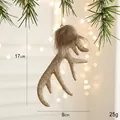 Champagne glitter reindeer antler ornament with faux fur trim, 17cm Christmas tree decor - 17cmx9cm / Champagne Small Ornament With Faux Fur
