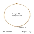 Dettaglio della catena in acciaio inossidabile 18K oro con dimensioni e peso - Collana Sottile Minimalista (HC-N40047)