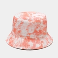 Bob tie-dye orange et blanc en toile de coton avec bords surpiqués élégants - M (56-58cm) / Réversible / Tie-Dye Orange Blanc (11#)