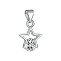 Silver star pendant necklace with a round clear zircon in a polished metal finish - 33 (Pendant Only - No Chain)