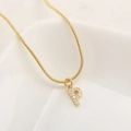 Gold plated snake chain necklace with zircon paved letter P pendant for women - Letter P(XN-05-P) / Gold