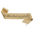 Fascia Birthday Girl glitterata dorata con strass neri e decorazioni a corona - Birthday Girl / Oro Glitter