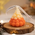 Orange gradient Christmas tree candle with white ribbon on a wooden base stand - Small / Gradient Orange