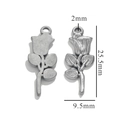 Silver vintage rose flower pendant with dimensions 25.5x9.5mm for DIY jewelry making - Side Rose Style 3 / Silver