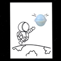 Iridescent opal sphere crystal on creative astronaut card with starry space background - Opal (Synthetic)