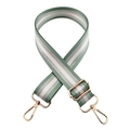 Adjustable green and silver stripe wide shoulder strap with gold metal lobster clasps - Light Green