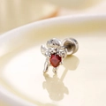 Boucles d'oreilles ange en argent avec zircon coeur rouge et fermoir à vis - Rouge Grenat (A227-4#)