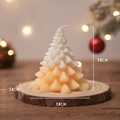 Scented Christmas tree candle in white and orange gradient with a wooden base, 7.8cm - Yellow Luoye Christmas Tree (Lime Basil & Mandarin) / 7.8x7.8cm