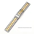 Cinturino per orologio in acciaio inossidabile a tre maglie argento e oro - 20mm / Argento-Oro (Solido)