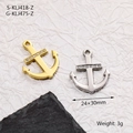 Poliertes Edelstahl Anker Anhänger in Gold und Silber mit funkelnden Strasssteinen - Stil 1 (KLJ418-Z) / Stahlfarbe