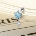 Clou d'oreille étoile en argent avec zircon goutte d'eau bleu clair et vis arrière - A690-3# Bleu Mer Clair (Pièce Unique)