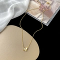 Elegant 18K gold plated butterfly pendant necklace with white shell inlay on fine chain - White Shell Butterfly Necklace - Gold